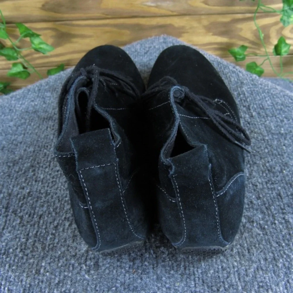 Eddie Bauer Black Suede Leather Ankle Boots Comfort Casual‎ Shoes Size Women 8.5